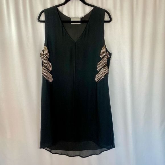 Anthropologie By Chloe Oliver Women's Black Embroidered Shift Dress Size L - Picture 10 of 15